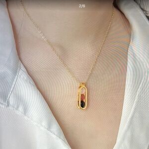 Elegant Gold and Rose, Strawberry, and Black Pendant Necklace